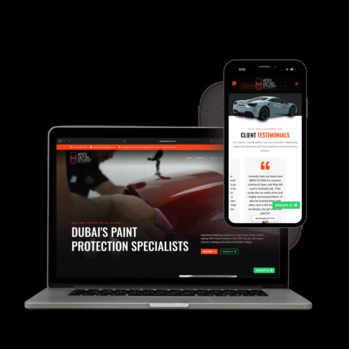 Apex Detail Studio website preview