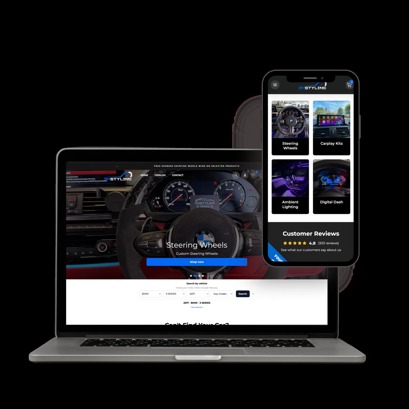 DH Styling Steering Wheels website preview