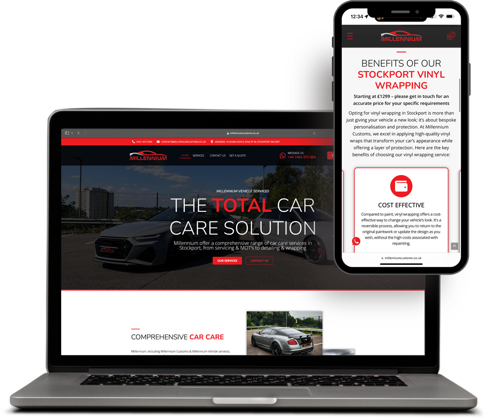 Millennium Customs website example