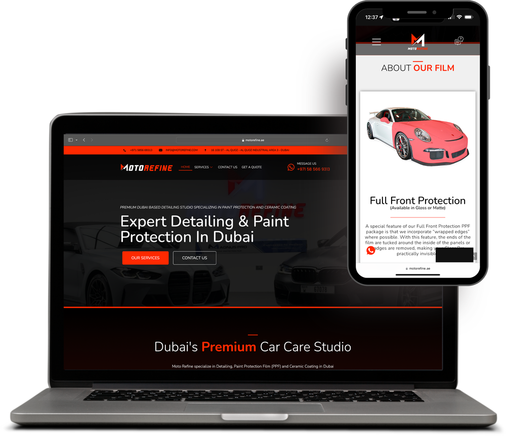 Motorefine website example
