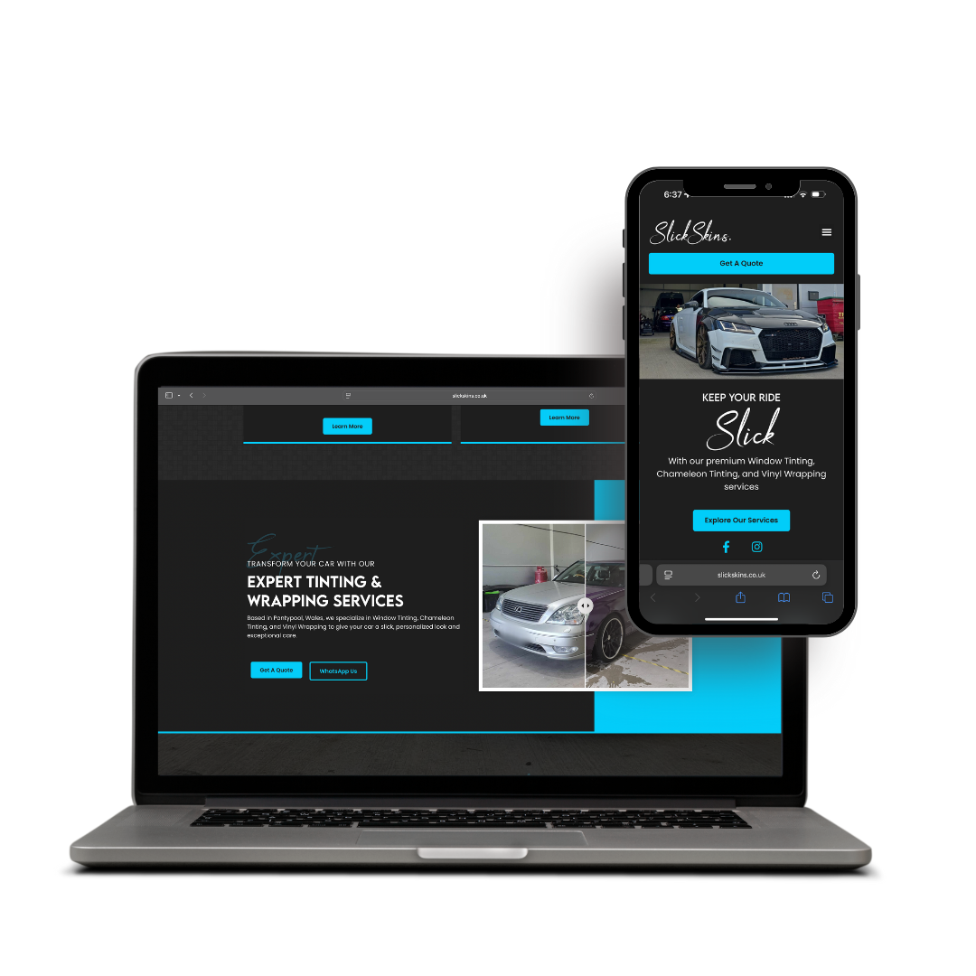 Slick Skins automotive website example